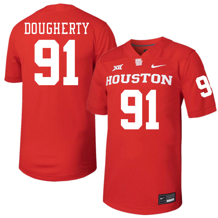 Men #91 Liam Dougherty Houston Cougars College Football Jerseys Stitched-Red